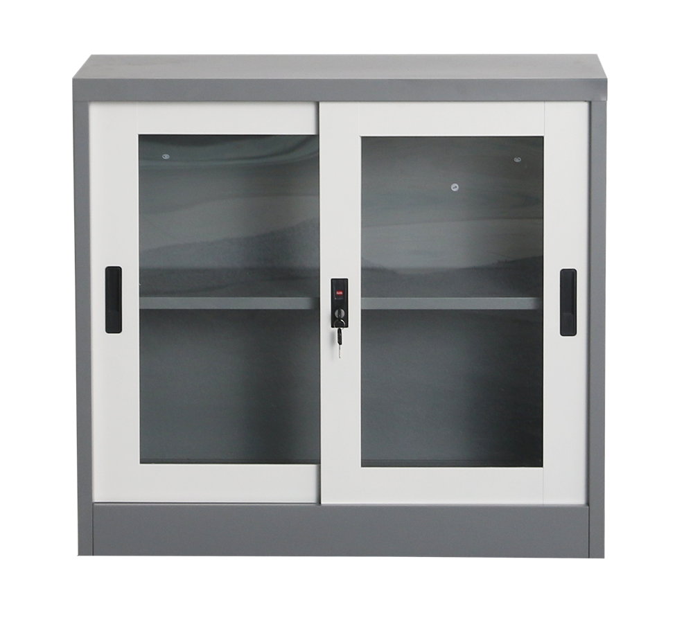 2 door sliding glass Storage Steel Cabinet