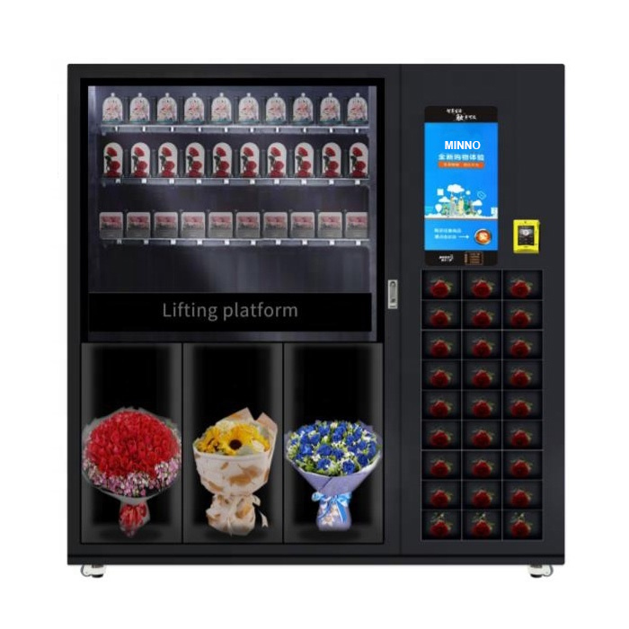 Accept custom flower vending machine cooling locker smart vending with elevator touch screen