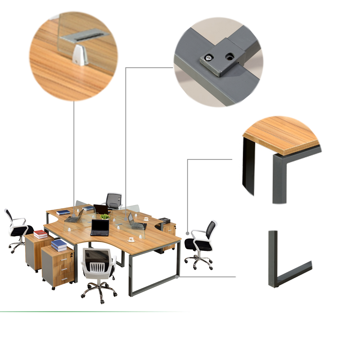 Wooden Color 4 Seater Office Desk 2.jpg
