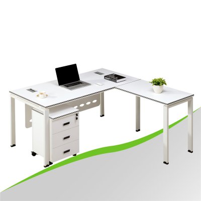 L-shaped White Office Desk