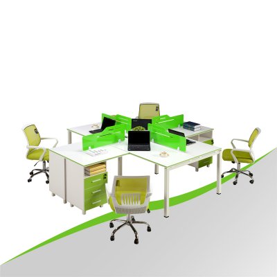 Green Color Office Desk with Drawer Cabinet