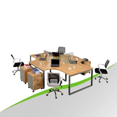 Wooden Color 4 Seater Office Desk